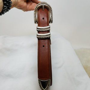 Brighton M leather belt cognac silver